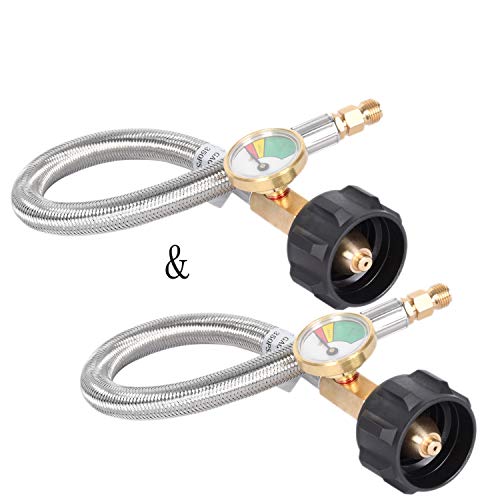 GasSaf Lot de 2 tuyaux de propane pour véhicule récréatif de 30,5 cm avec jauge, tuyau de GasSaf Lot de 2 tuyaux de propane pour véhicule récréatif de 30,5 cm avec jauge, tuyau de