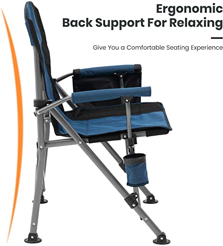 Xgear Camping Chair Hard Arm High Back Lawn Chair Heavy Duty With Cup Holder, For Camp, Fishing, Hiking, Outdoor, Carry Bag Included (Blue 2Chairs) #TOP4