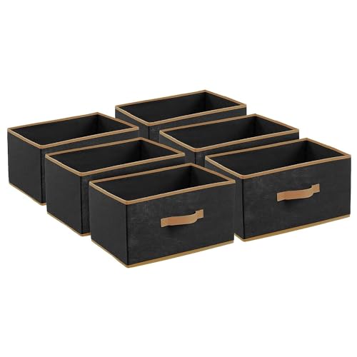 Image of Kuber Industries Non-Woven (Set of 6) Foldable Organisers Storage Box for Clothes|Dress Organizer & Cubbies Storage Cubes for Innerwear|Socks|Jeans|Books Arranging Utility Box (Black, Bag Organisers)