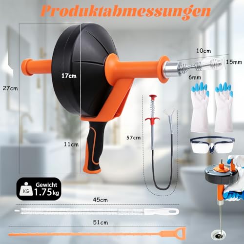 Spirale de nettoyage de canalisation 10m pour perceuse avec kit - 4