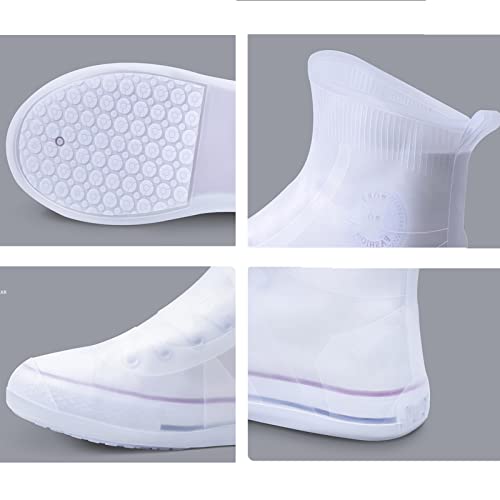 Cubierta de botín de lluvia de silicona, tubo medio, impermeable, apertura grande, fácil de poner, antideslizante y reutilizable para mujer, hombre y niños (Color: D, Talla: Medium(9.4in)) miniatura 4