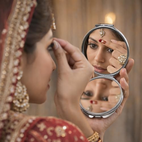 Image of Rangoli Personalized Compact Mirror 2.5 Inch Custom Photo Pocket Mirror Double Sided Makeup Mirror Sublimation Print Travel Mirror Gift for Women.. D-13
