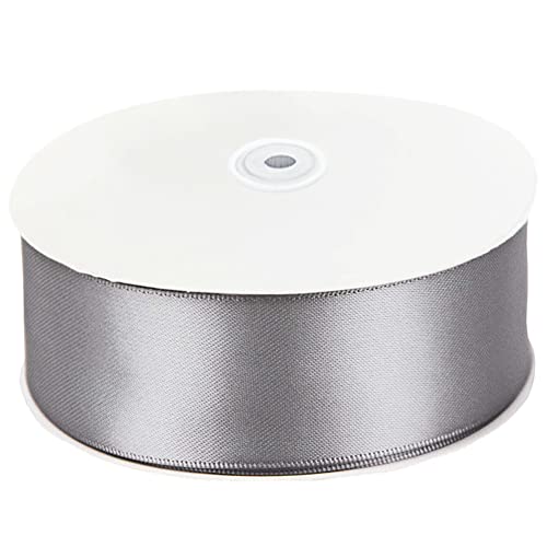 Image of Solid Color Double Faced Silver Satin Ribbon 2 inch X 50 Yards, Ribbons Perfect for Crafts, Wedding Decor, Bow Making, Sewing, Gift Package Wrapping and More