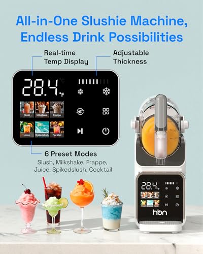 HBN Slushie Machine for Home No Ice Needed, Slushy Machine Frozen Drink Maker 68oz, Self-Cleaning, 6 Presets for Margaritas, Cocktails, Milkshakes and More, Perfect for Family Gathering, Summer Party