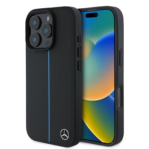 Coque iPhone 16 Pro Mercedes-Benz étui cuir bleu rigide MagSafe CG MOBILE