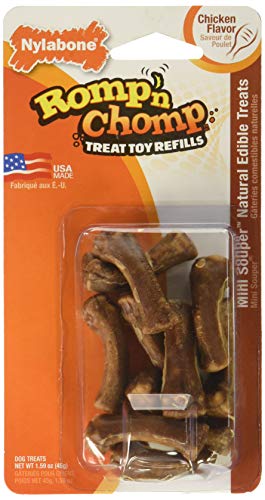 Nylabone Romp 'N Chomp Mini Soupers Dog Chew Refills, Chicken - 36 Count (4 Packs With 9 Treats Each)