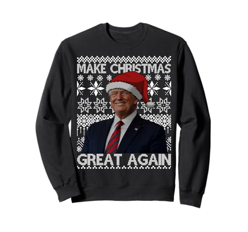 Obeezon Make Christmas Great Again Santa Trump Family Sweater 2024 Sweatshirt, Schwarz, S, Unisex, Christmas, Novelty, Sweater, Sweatshirt