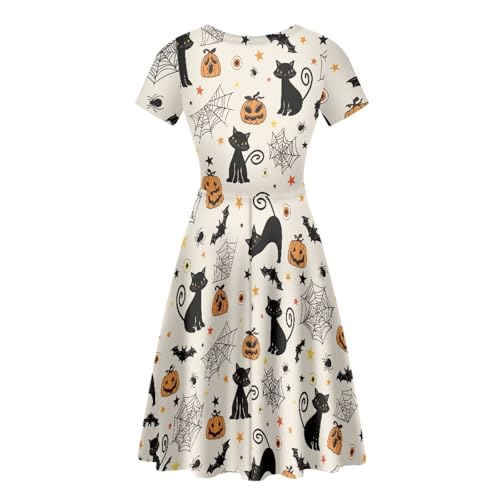 Image of POLERO Sunflower Dress for Women Floral Summer Dresses Short Sleeve Casual Sundresses Midi Dresses