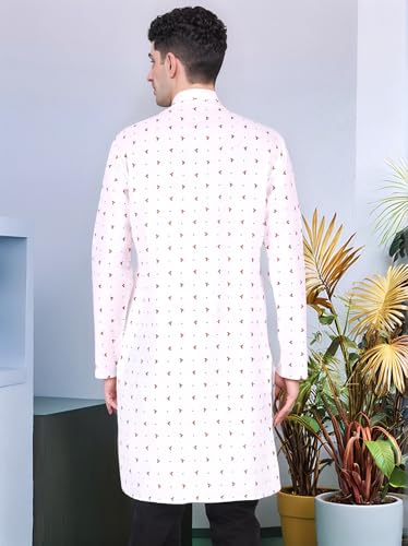 Image of SKAVIJ Mens Cotton Long Sleeve Tunic Printed Kurta