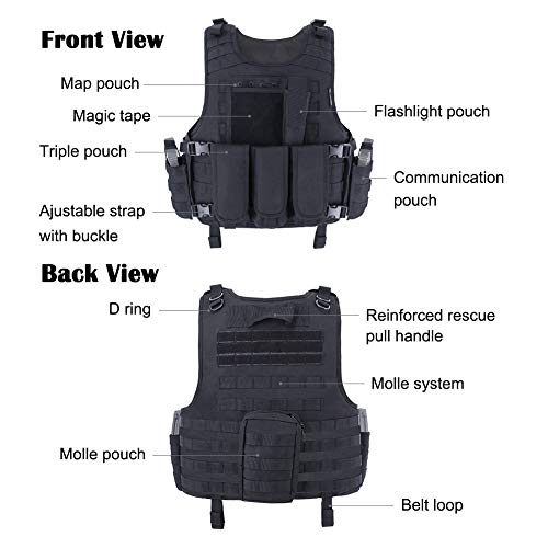 Chaleco táctico Molle ajustable para evitar dolores de espalda en paintball 3