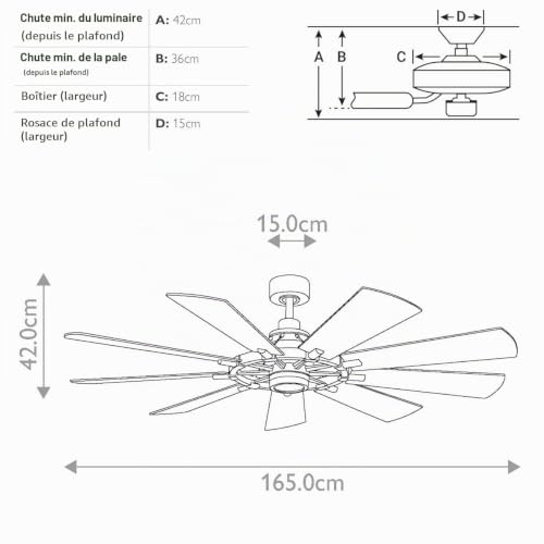 Gentry 65in / 165cm Fan Zinc patiné - vue 3