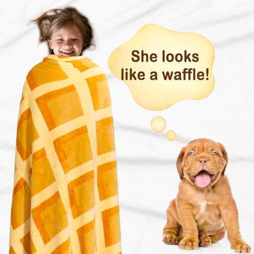 Image of Bnuitland Waffle Funny Blanket, 300 GSM Double Sided Giant Realistic Super Soft Food Blanket, Novelty Tortilla Swaddle for Baby /Kids and Pets Wrap