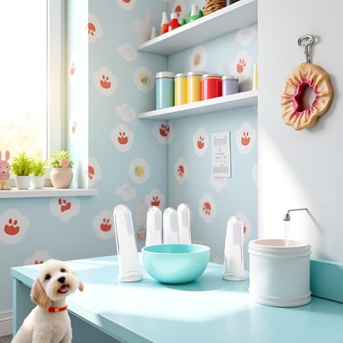 Image of 10Pcs White Dog Finger Toothbrush Food Grade Soft Bristles Pet Toothbrush, Soft Silicone Cat Toothbrush Washable and Comfortable Dog Toothbrushes