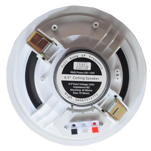 Image of kh Ceiling Speakers EAS 501, 6.5 inch Round Perfect for Damp and Humid Indoor /Outdoor Placement Office, mall, Shop, School