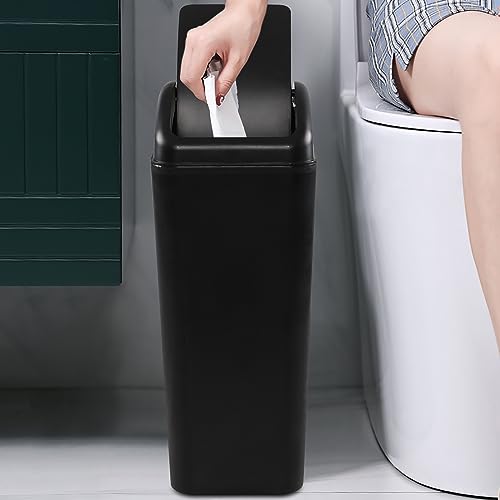Caneca de basura pequeña 12 litros con tapa basculante negra miniatura 7