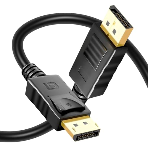 Image of 6ft DisplayPort Cable - 4K@60Hz, 1440p@165Hz, 1080p@240Hz, High-Speed HD DP to DP Cord with Locking Latches, Designed for PC, Graphics Card, TV, Laptop, Monitor and Gaming PC Accessories