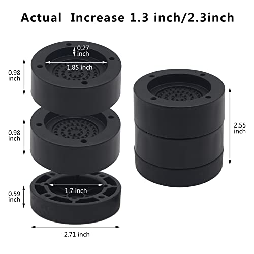 Hanihua Furniture Risers 2 Inch Black Bed Risers (Set Of 4), Heavy Duty Bed Lifts Risers For Table, Sofa, Couch, Desk, Adjustable Bed Frame Risers Supports Up To 1,300 Lbs #TOP2