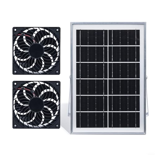 EffiFish Ventilador de ventilación solar, ventilador de circulación de aire de bajo consumo de 8 W y 6 V con diseño portátil para casas de árboles pequeños y uso al aire libre (ventilador dual)