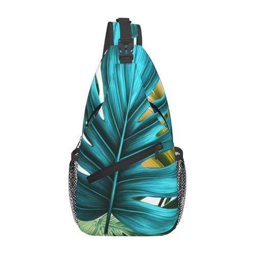 Sac à dos à bandoulière noir motif feuilles de palmier tropicales taille unique