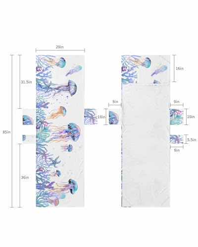 Blue Jellyfish Beach Lounge Chair Towel Cover, Soft Chaise Lounge Towel with Side Pockets Patio Pool Chairs Cover for Beach/Pool Sunbathing 29x85 Coastal Starfish Coral Ocean Seaweed