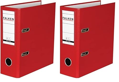 Original Falken PP-Color Kunststoff-Ordner Sonderformat. Made in Germany. 8 cm breit DIN A5 hoch mit Wechselfenster rot Rezepte Ringordner Aktenordner Briefordner Büroordner Plastikordner