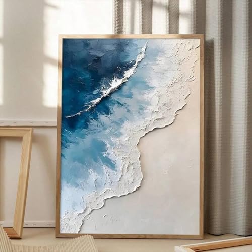Art mural paysage marin acrylique 30x45cm avec cadre