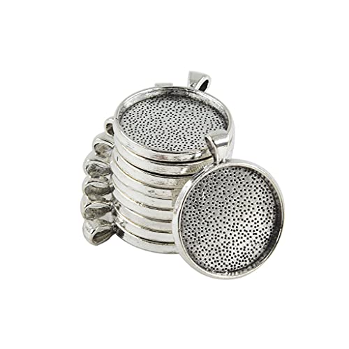 B Baosity 10Pcs 30mm Antique Silver Lega Rotonda