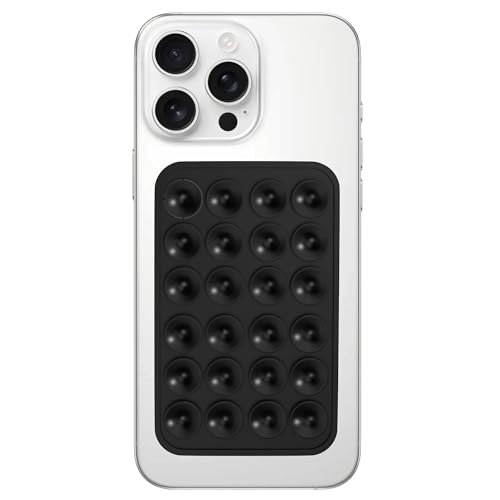Image of Sounce Suction Phone Case, Silicone Suction Phone Case for Hands-Free Mobile Accessory Holder Grip, Video Phone Accessory Compatible Mirror, Shower-Black (Pack of-1)