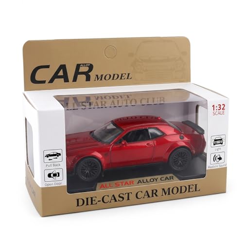 Image of Dodge Challenger SRT Hellcat Widebody 1:32 Scale Die-Cast Car Model Grey - Sound Light Openable Doors Pull-Back Alloy American Muscle Car Collectible
