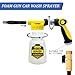 Foam Gun Car Wash Sprayer + Washing Sponge & Absorbent Towel, Hose Nozzle Foam Cannon Car Washing Kit, for Garden Cleaning, Pet Showering (Yellow)