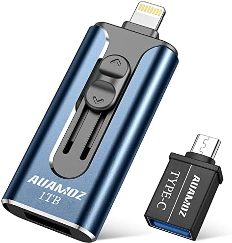 Flash Drive for iPhone 1TB, AUAMOZ USB iOS Memory Stick Photo Stick External Storage Thumb Drive for iPhone iPad Android Computer (Light Blue)