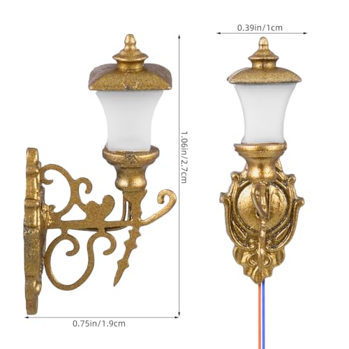 Image of DOITOOL 4Pcs Dollhouse Wall Light Mini Vintage Dollhouse Wall Sconce Lights Decorative Miniature Lamps for DIY Micro Landscape Sand Table Ornaments - Golden