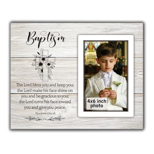 SZ-PengXin Baptism Gift Picture Frame, Baby Baptism Frame For Boys, Baptism Photo Frame For Godson, Christening Gifts For Boys, Personalized Photo Frame, for 4x6 Photo