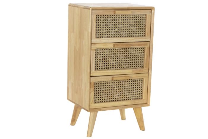 Table de chevet haute DRW avec 3 tiroirs de rangement en rotin