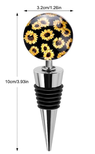 Tapones decorativos de girasol para botella de vino, tapón para botella de vino con hermoso vaso artístico, tapones para botellas de bebidas para regalos, bares, fiestas de vacaciones, bodas, tapones 2