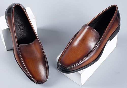 Santimon Men’s Leather Loafers Slip-On Dress Shoes – Comfortable Business Casual Penny Loafer – Lightweight Slip-Resistant Sole for Office4