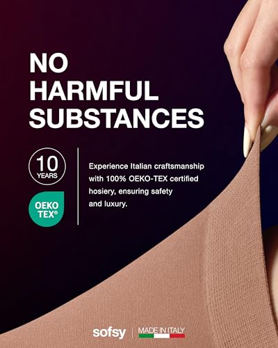 Image of sofsy 10-Year Hosiery Craftsmanship - Italian 40 Den Run Resistant Opaque Tights for Women | High-Waist, Reinforced Toe