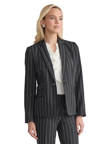 Kasper Women's Pinstripe One Button Blazer2