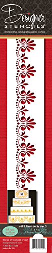 Designer Stencils Fleur De Lis Cake Side 3 Foodgrade Stencil, 1.4" H X 13" W #TOP18