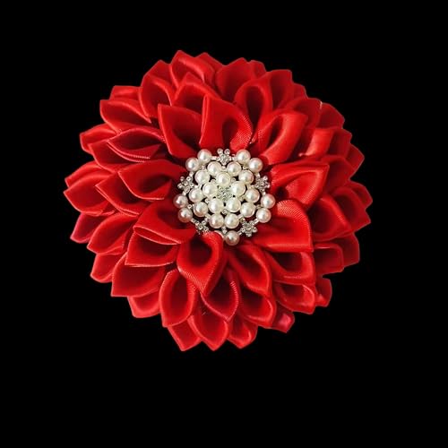 Image of Red 4.5 inch Sorority Paraphernalia Flower Brooch Pin for Women, Greek Organization, Delta Sigma Theta Sorority Inspired for D9 Events, Conferences, Luncheons, J13, National Sorority of Phi Delta Kappa (NSPDK) lapel pin
