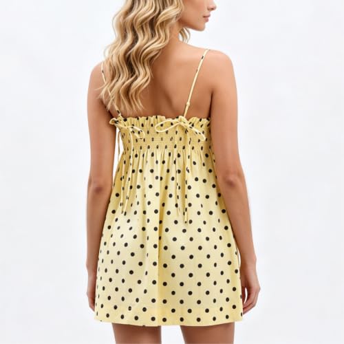 Image of Women Boho Floral Mini Dress Cute Graphic Spaghetti Strap Backless Sundress