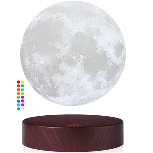 VGAzer schwebende Mond lampe, frei schwebend und drehbar mit luxuriöser Faux-Holzsockel und 3D-Druck-LED-Mondlicht, für einzigartige Geschenke, Raumdekor, Nachtlicht, Schreibtisch-Tech-Spielzeug