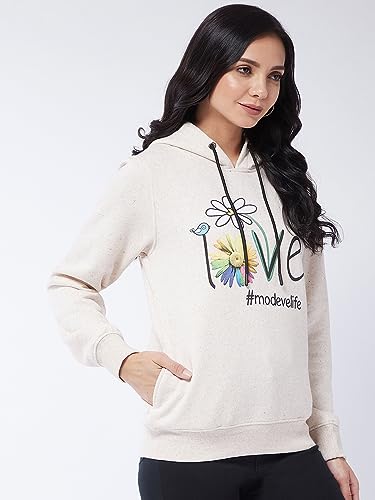 Image of Modeve Women Printed Hooded Sweatshirt for Winter