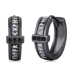 Gemstones/Viking/Celtic/Cross Hoop Earrings for Men Women 925 Sterling Silver 15mm Huggie Earrings for Sensitive Ears Jewelry Valentine Day Birthday Gifts