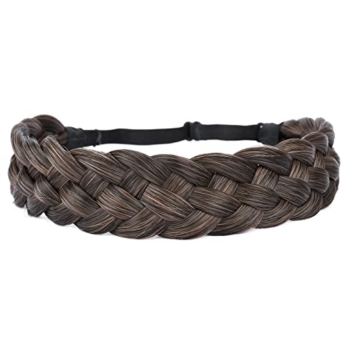 Gledola 5 Strands Synthetic Hair Braid Headband Hair Braided Headband for Women Girl (Dark Brown)