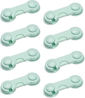 EuisdanAA Zabezpieczające przed dziećmi samoprzylepne zamki szafek do szuflad, szafek, piekarników, lodówek, drzwi zielone 8 szt.(Cerraduras de armario adhesivas a prueba de niños para cajones, arma