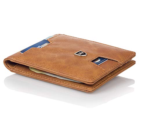 Kronenscheinu00ae Premium Herren Geldbörse mit Geldklammer Portemonnaie Männer Geldbeutel Slim Wallet Portmonee RFID Brieftasche Kreditkartenetui Kartenetui (Brown)