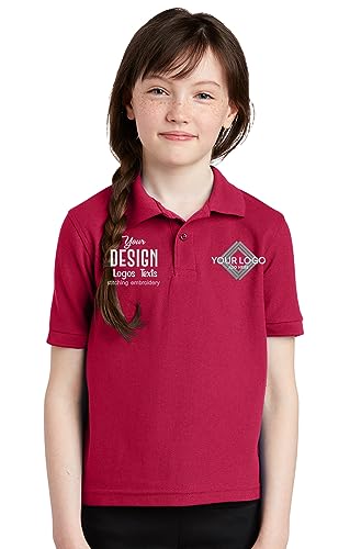 INK STITCH Youth Unisex Kids Y500 Custom Personalized Add Logo Texts Embroidery Silk Touch Polo Shirts