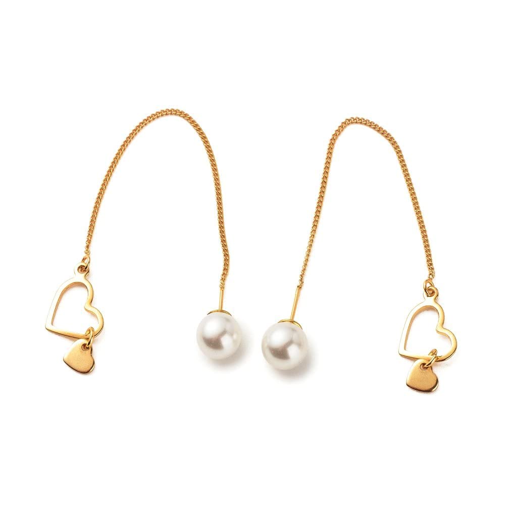 Via Mazzini Valentines Day Gift Gold Plated Sui Dhaga Needle And Thread Heart Shape Pearl Dangle Earrings For Women And Girls (ER2126) (B0BTM3K8YL) Amazon Price History, Amazon Price Tracker