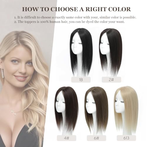 Aimeolyn Hair Toppers for Women Real Human Hair,Hairs Toppers for Women No Bangs Top Hairs Extensions/Pieces for Thinning Haisr Upgrade Big Base 16inch